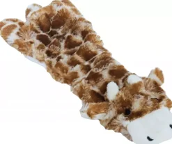 Boon hondenspeelgoed giraffe plat pluche bruin/geel, 35 cm.