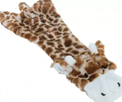Boon hondenspeelgoed giraffe plat pluche bruin/geel, 55 cm.
