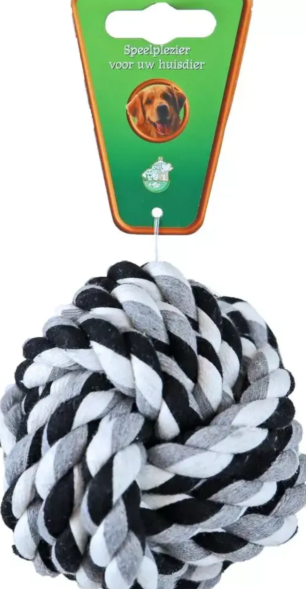 Boon hondenspeelgoed touwbal katoen zwart/wit 10 cm