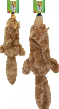 Boon hondenspeelgoed vos plat met piep pluche bruin, 35 cm.