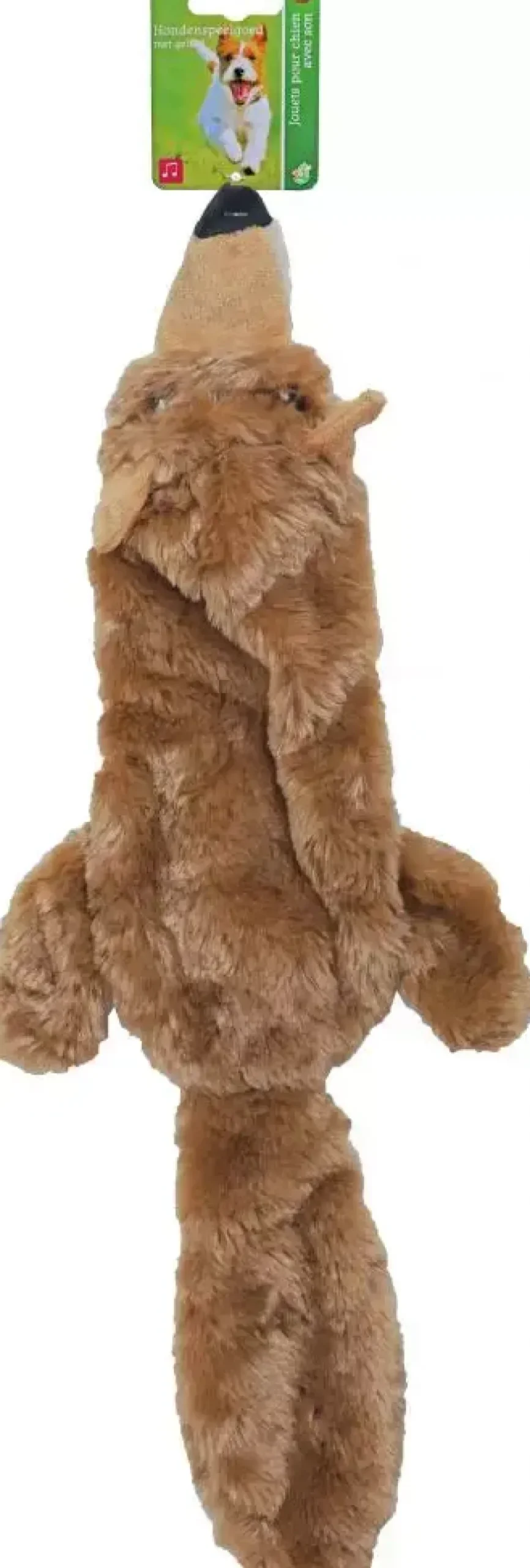 Boon hondenspeelgoed vos plat met piep pluche bruin, 55 cm.