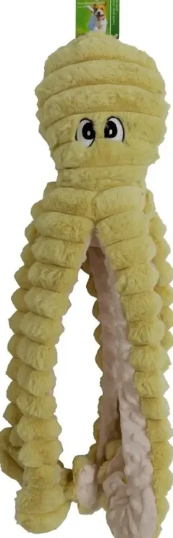 Boon hondenspeeltje octopus corduroy met piep geel 65cm