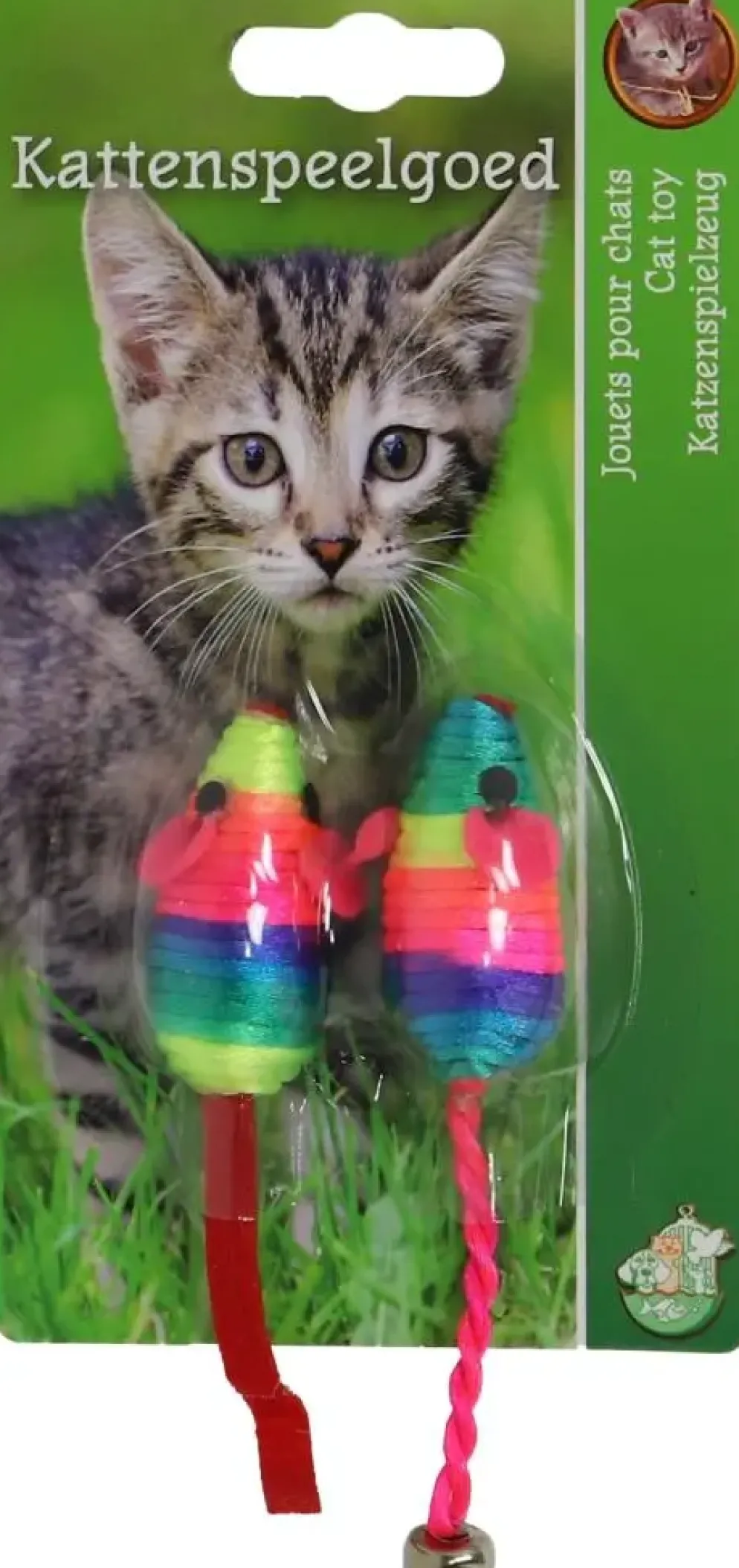Boon kattenspeelgoed regenboogmuis 4cm kaart a 2st