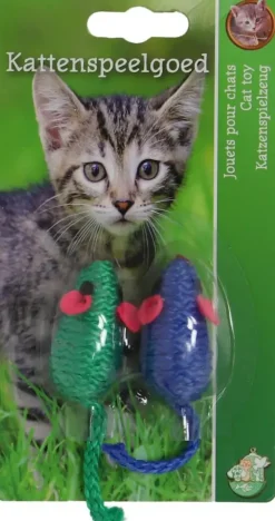 Boon kattenspeelgoed touwmuis 4cm kaart a 2st