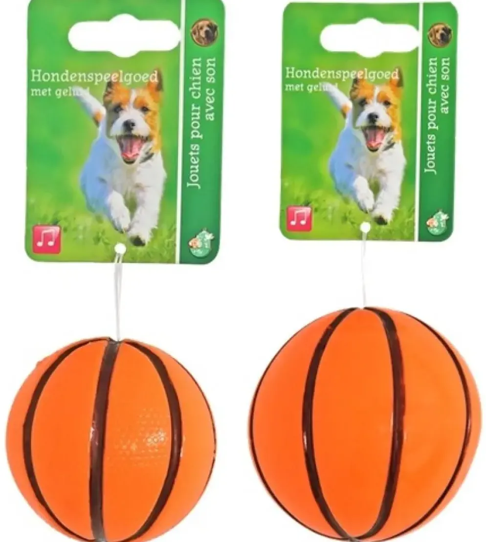 Boon piepende basketbal hondenspeeltje oranje 6cm