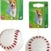 Boon piepende honkbal hondenspeeltje wit 8cm