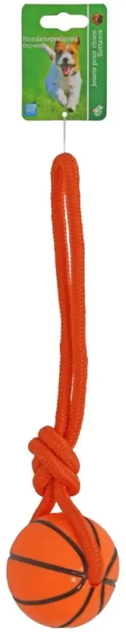Boon touwlus basketbal hondenspeeltje oranje 8cm