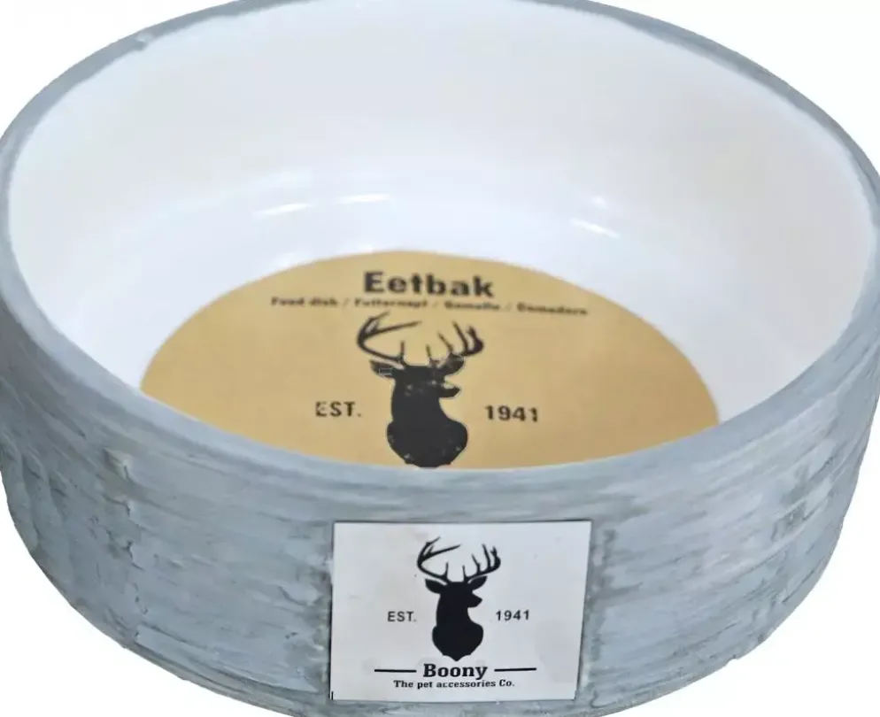 Boony "Est 1941" eetbak steen wicker grey, 18 cm