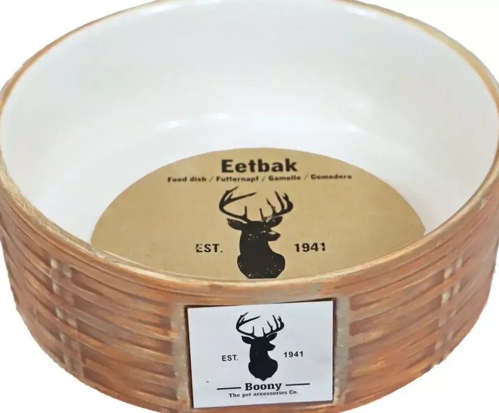 Boony "Est 1941" eetbak steen wicker sand, 12 cm
