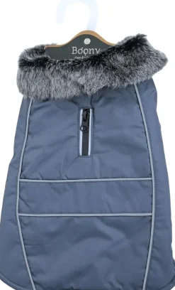 Boony hondenjas parka bontkraag 25cm grijs