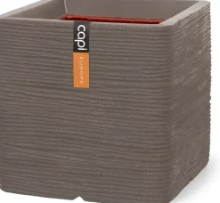 Capi Europe Pot vierkant Rib NL 40x40x40 warm taupe