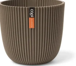 Capi 'made with' groove bol bloempot 13x12 cm warme taupe