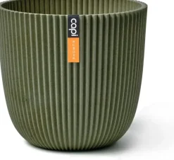Capi 'made with' groove bol bloempot 16.5x15 cm grasgroen