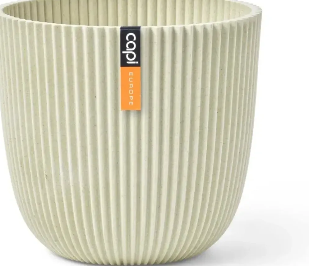 Capi 'made with' groove bol bloempot 16.5x15 cm zaagsel beige
