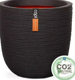 Capi nature bol rib nl kunststof bloempot 43x41 cm zwart