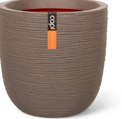 Capi nature bol rib nl kunststof bloempot 54x52 cm warme taupe