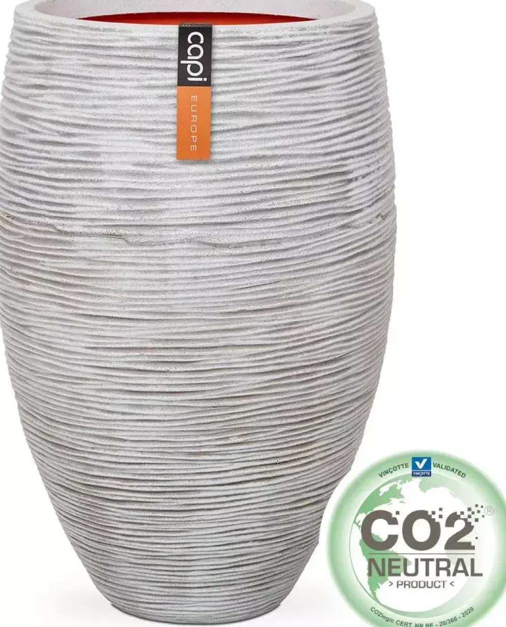 Capi nature elegant deluxe rib nl kunststof vaas 40x60 cm ivoor