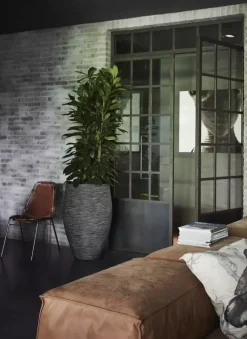 Capi nature elegant deluxe rib nl kunststof vaas 50x72 cm antraciet
