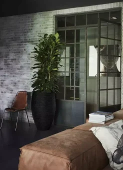 Capi nature elegant deluxe rib nl kunststof vaas 40x60 cm zwart