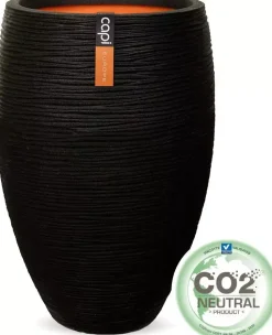 Capi nature elegant deluxe rib nl kunststof vaas 40x60 cm zwart