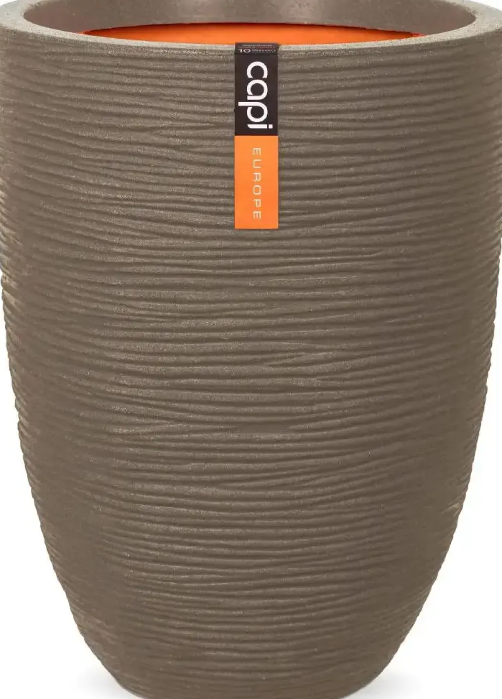 Capi nature elegant laag rib nl kunststof vaas 46x58 cm warme taupe