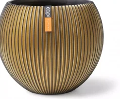 Capi nature groove indoor bol bloempot 12x10 cm zwart goud