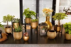 Capi nature groove indoor bol bloempot 12x10 cm zwart goud