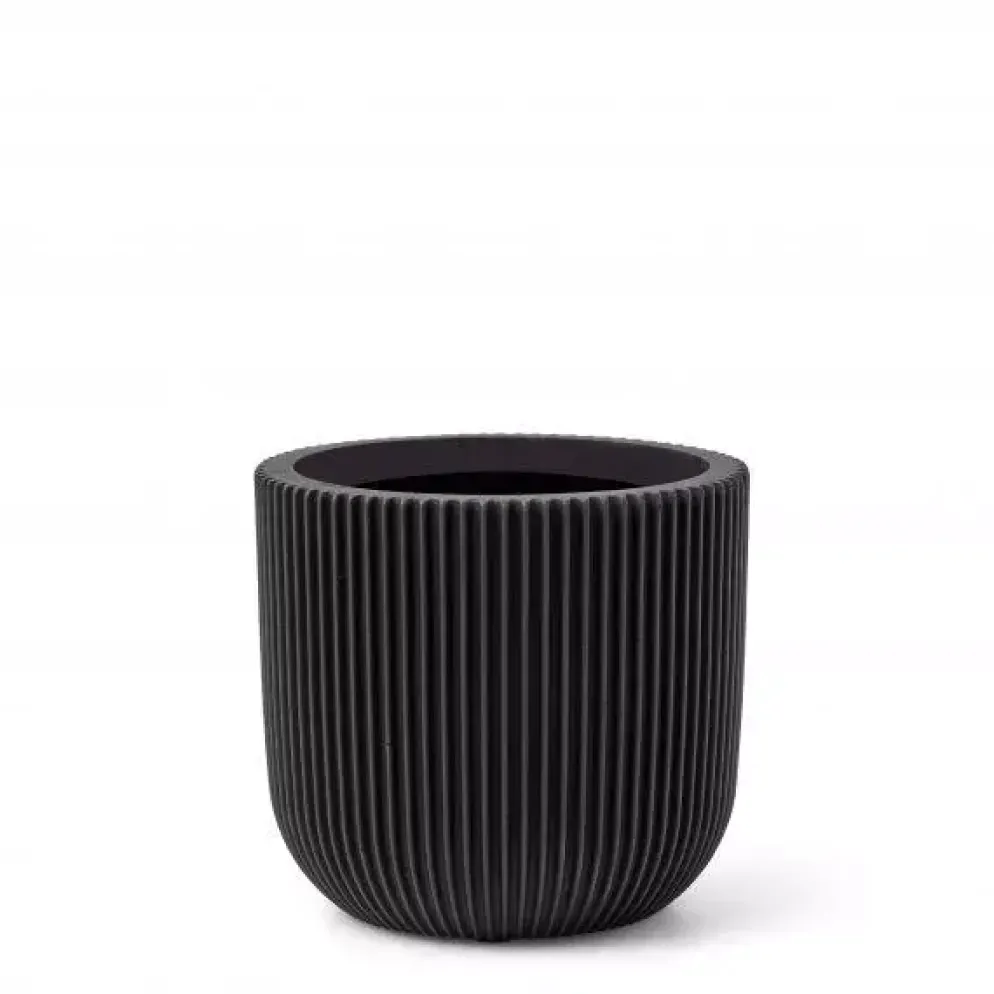 Capi nature groove indoor bol bloempot 9x8 cm zwart