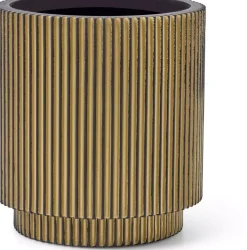 Capi nature groove indoor cilinder bloempot 11x12 cm zwart goud