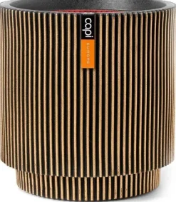 Capi nature groove nl cilinder bloempot 44x46 cm zwart goud