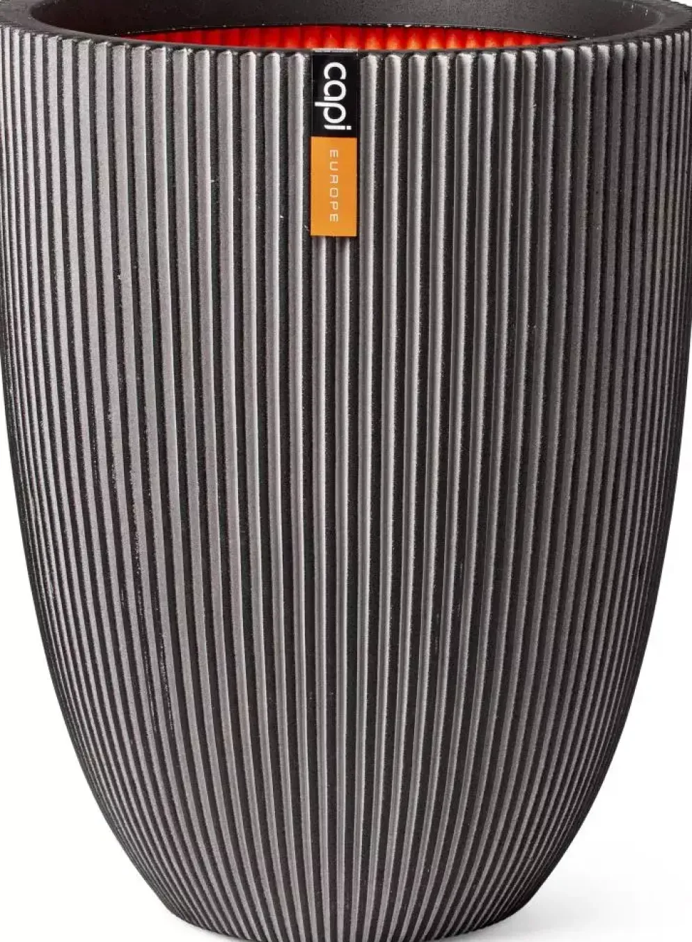 Capi nature groove nl elegant laag vaas 46x58 cm antraciet