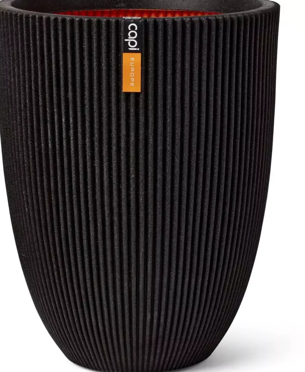 Capi nature groove nl elegant laag vaas 34x46 cm zwart