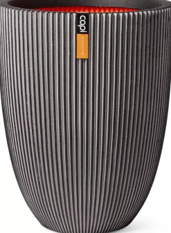 Capi nature groove nl elegant laag vaas 34x46 cm antraciet