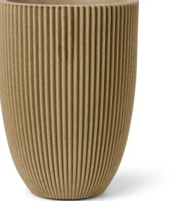 Capi nature groove nl elegant laag vaas 34x46 cm beige