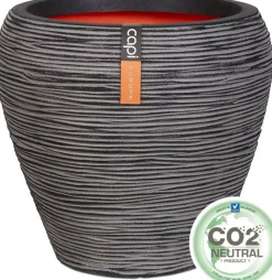 Capi nature rib nl bloempot tapered round 42x38 cm antraciet