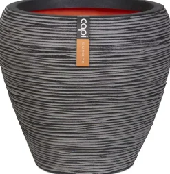 Capi nature rib nl bloempot tapered round 42x38 cm antraciet