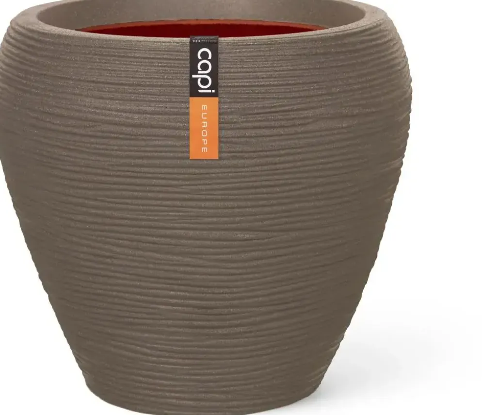 Capi nature rib nl bloempot tapered round 42x38 cm Taupe