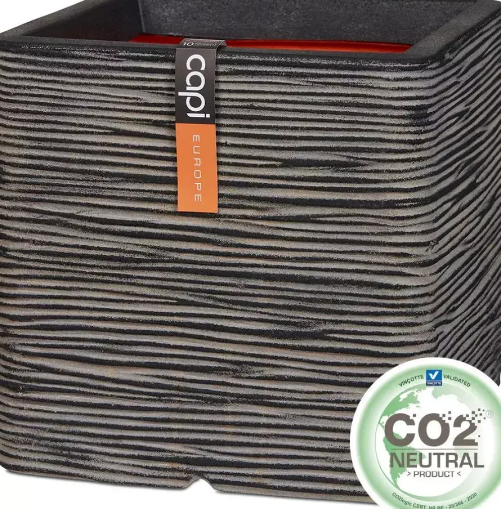 Capi nature rib nl kunststof plantenbak 40x40x40 cm antraciet