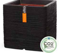 Capi nature rib nl kunststof plantenbak 40x40x40 cm zwart