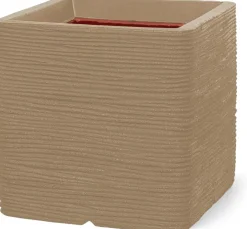 Capi nature rib nl kunststof plantenbak 50x50x50 cm beige
