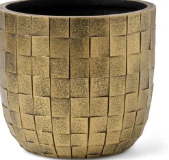 Capi Pot bol blocks d9h8cm zwart/goud