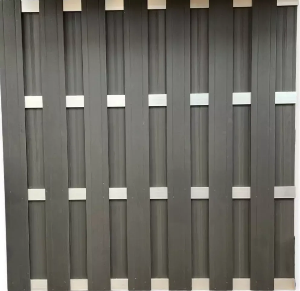 Composiet WPC schutting zwart/Alu 180x180cm