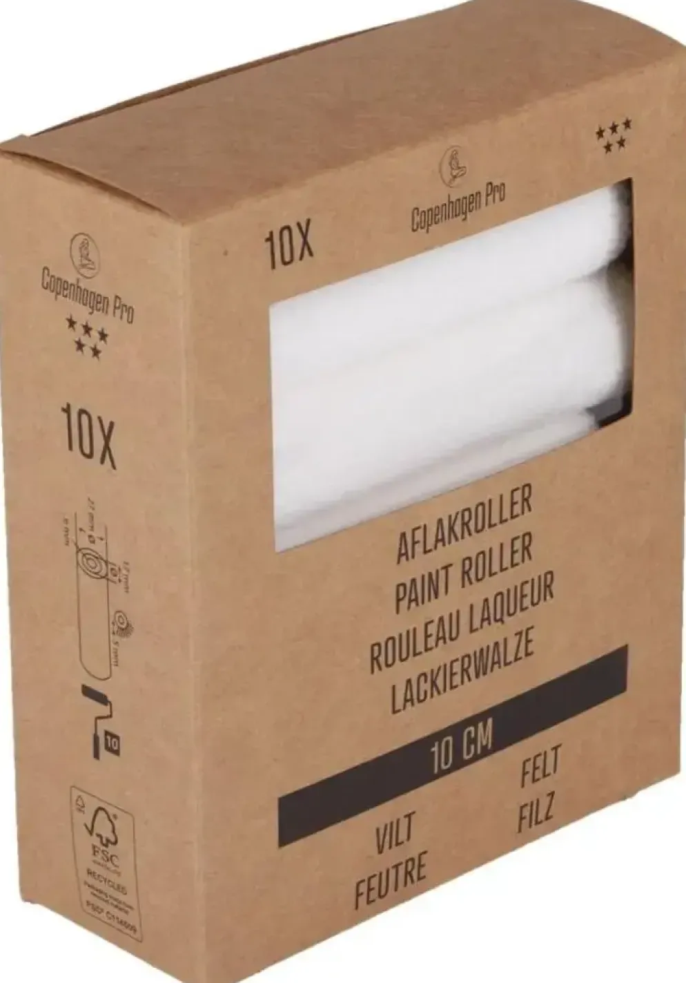 Copenhagen Pro vilt aflakroller - 5mm vacht, 10cm breed, 10 stuks