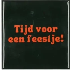 Daan Kromhout Design tegeltje keramiek tijd voor een feestje! 10x10cm green