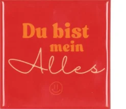 Daan Kromhout Design tegeltje keramiek du bist mein alles 10x10cm red