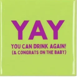 Daan Kromhout Design tegeltje keramiek yay you can drink again 10x10cm green