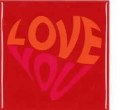 Daan Kromhout Design tegeltje keramiek love you 10x10cm red