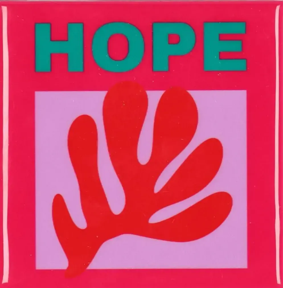 Daan Kromhout Design tegeltje keramiek hope 10x10cm pink