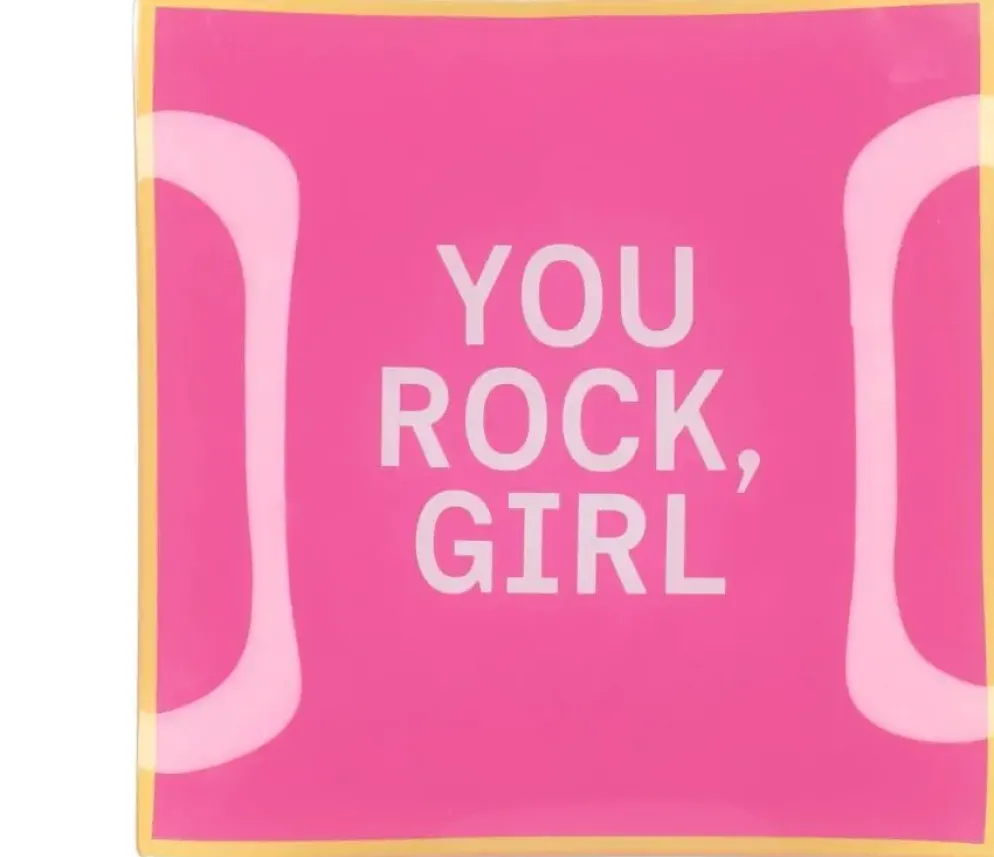 Daan Kromhout Design tegeltje glas you rock girl 18x18cm