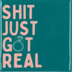 Daan Kromhout Design tegeltje keramiek shit just got real 10x10cm blauw